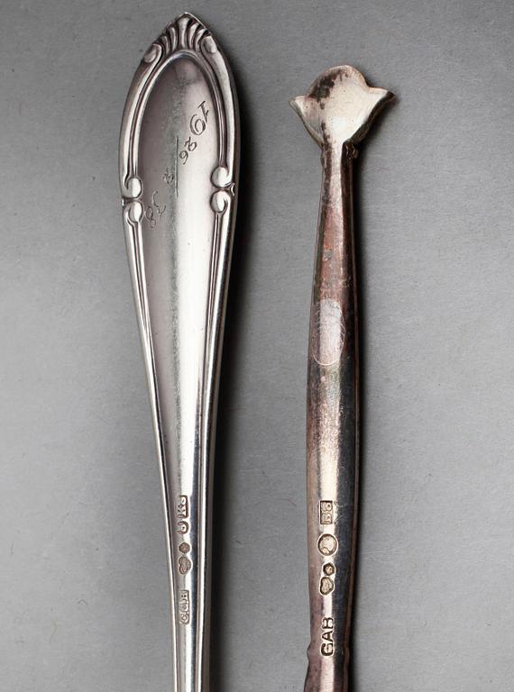 KAFFESKEDAR, 24 st (12+12), silver, GAB och CG Hallberg 1928 och 1936. Total vikt ca 238 g.