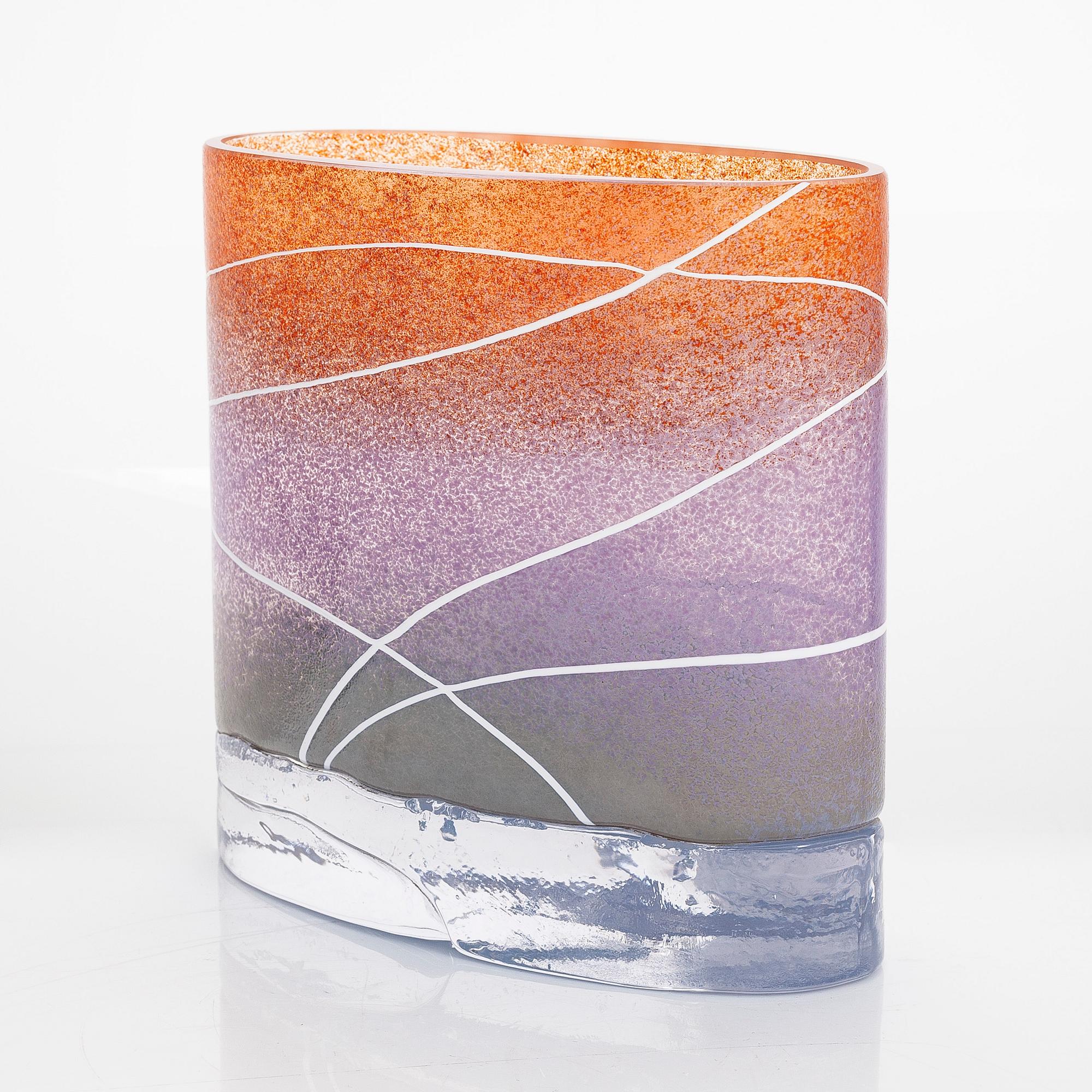 Markku Salo, konstglas/ vas, "Saana", signerad Markku Salo Nuutajärvi, 125/199 Fyrklövern.