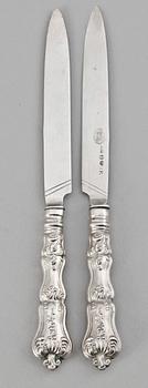 FRUKTKNIVAR, 11 st, silver, Gustaf Folcker Stockholm 1854. Tot vikt ca 355 gram.