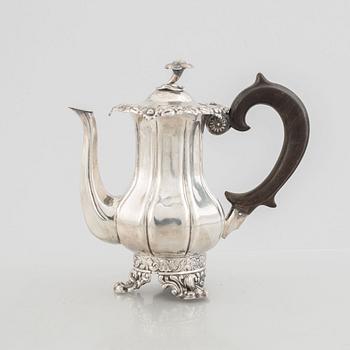 A Swedish silver coffee pot, marks of Johan Boye, Stockholm 1843.