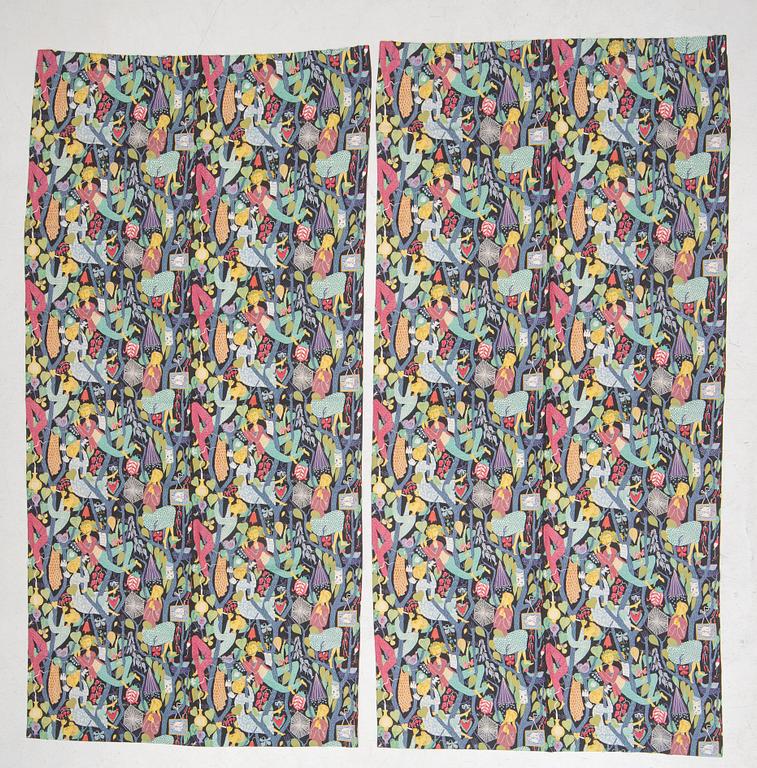 Stig Lindberg, a pair of curtains in the pattern "Melodi", Ljungbergs Textiltryck, Floda, Sweden.