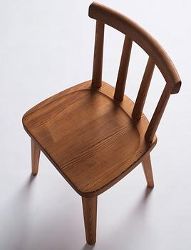 Axel Einar Hjorth, a set of six stained pine 'Utö' chairs, Nordiska Kompaniet, Sweden 1930s.