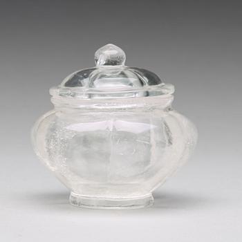A Chinese rock crystal bowl with cover, 20th Century.