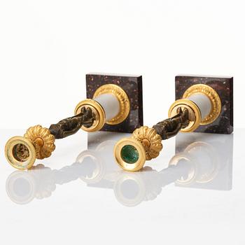 A pair of late Gustavian circa 1800 candlesticks attributed to F. L. Rung.