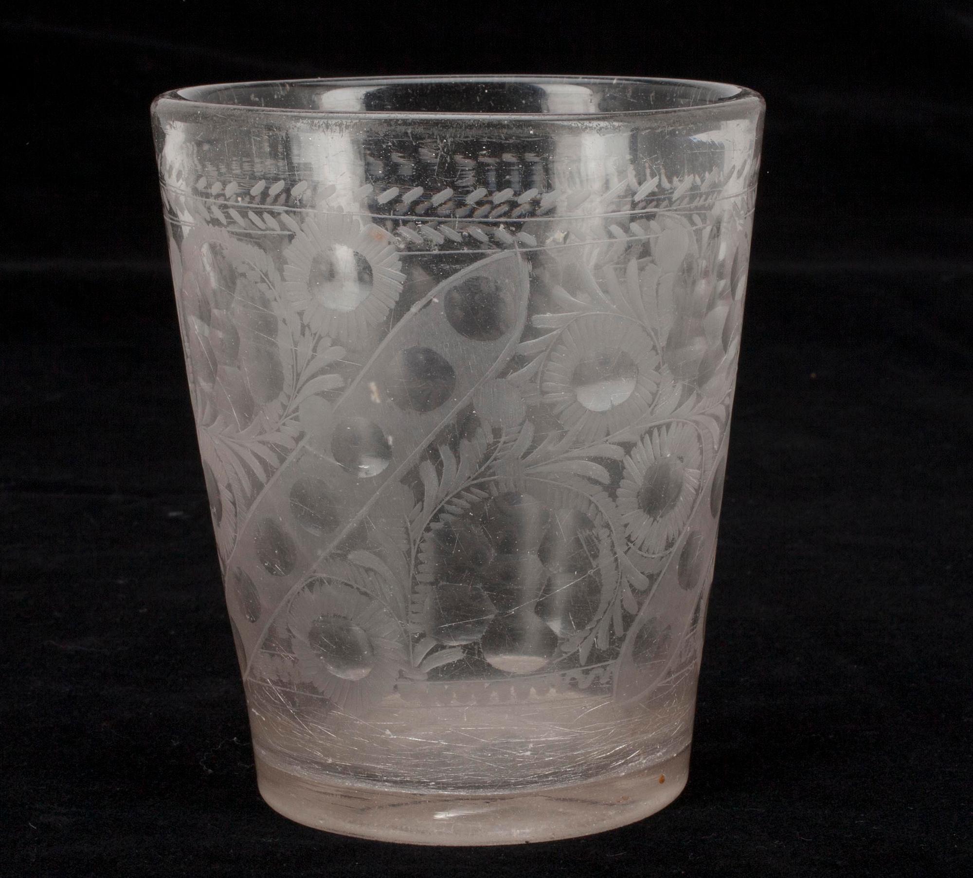 BÄGARE, glas, barock, 1700-tal.
