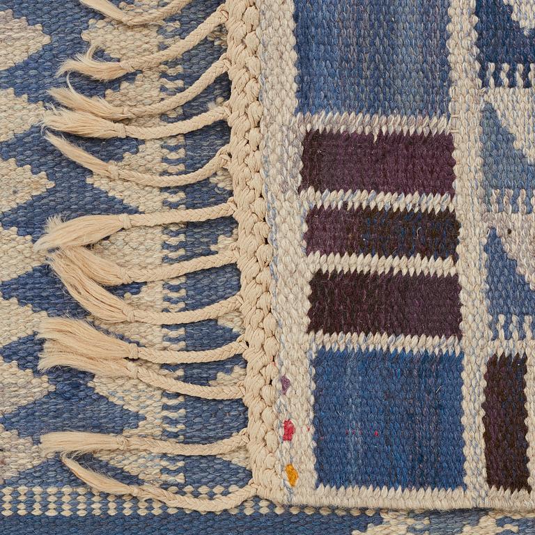 Barbro Nilsson, A CARPET, "Salerno blå", flat weave, ca 331,5 x 273-275,5 cm, signed AB MMF BN.