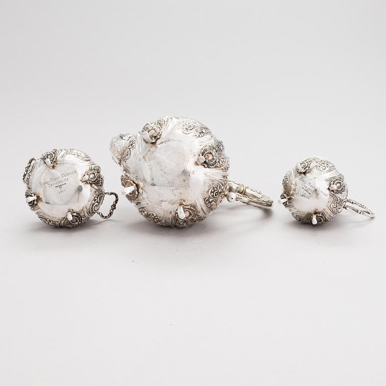 A three-piece silver coffee set, Finnish control marks 1966.