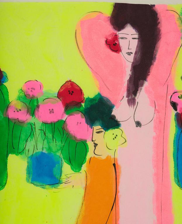 Walasse Ting, Women with Flowers and Birds.