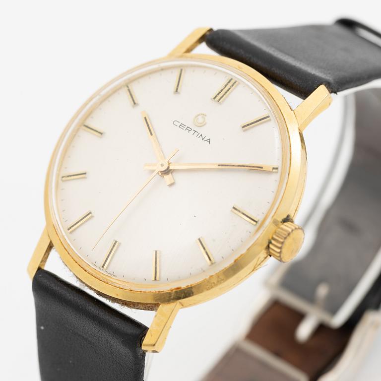 Certina, wristwatch, 18K gold, 34 mm.