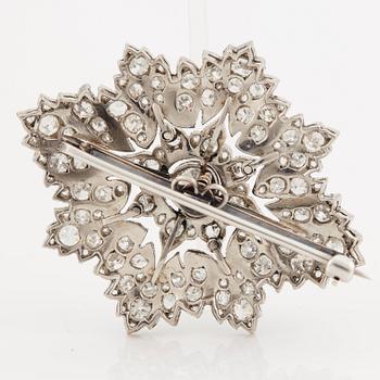 A rose and old cut diamond brooch.