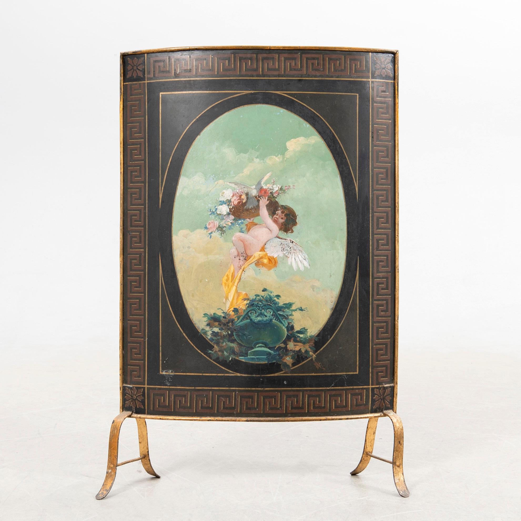 Brass shade, painted by Vicke Andrén, 19th century.