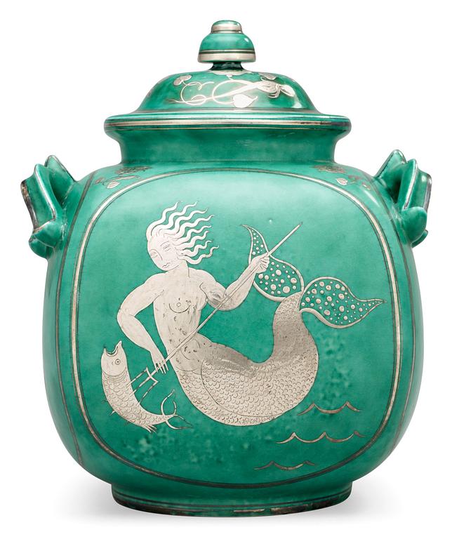 WILHELM KÅGE, urna med lock, "Argenta", Gustavsberg 1932.