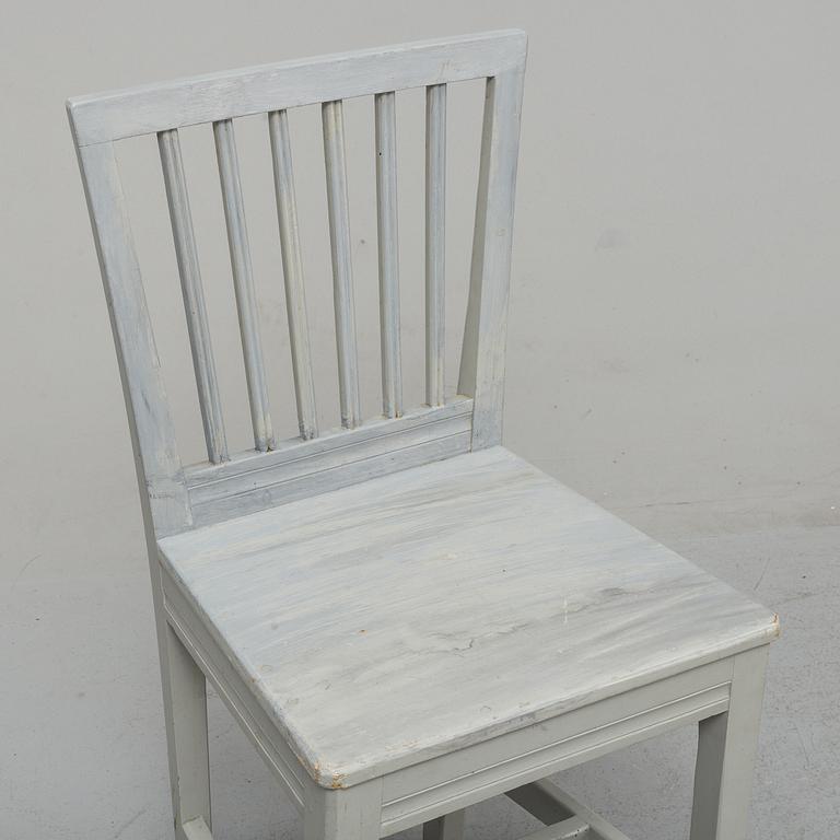 Eight 19th century painted chairs.