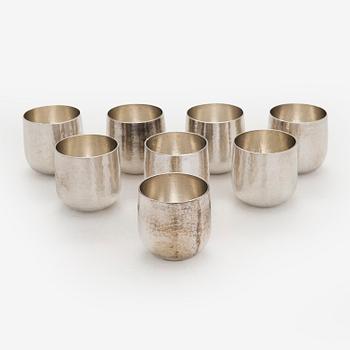 Tapio Wirkkala, A set of eight 'TW 469' silver beakers, Kultakeskus, Hämeenlinna 1978 and 1979.