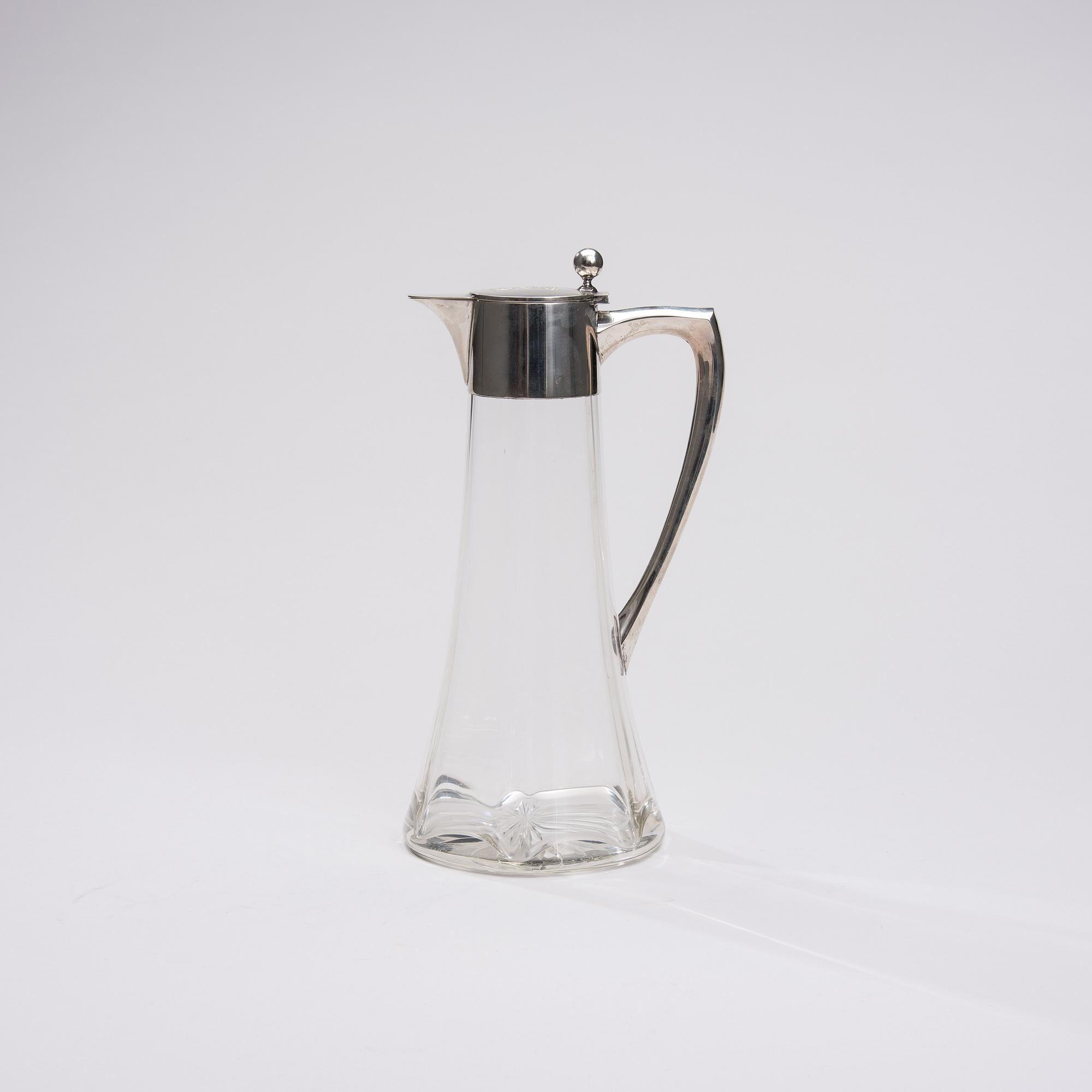 VINKANNA, silver och glas Tyskland ca 1900.