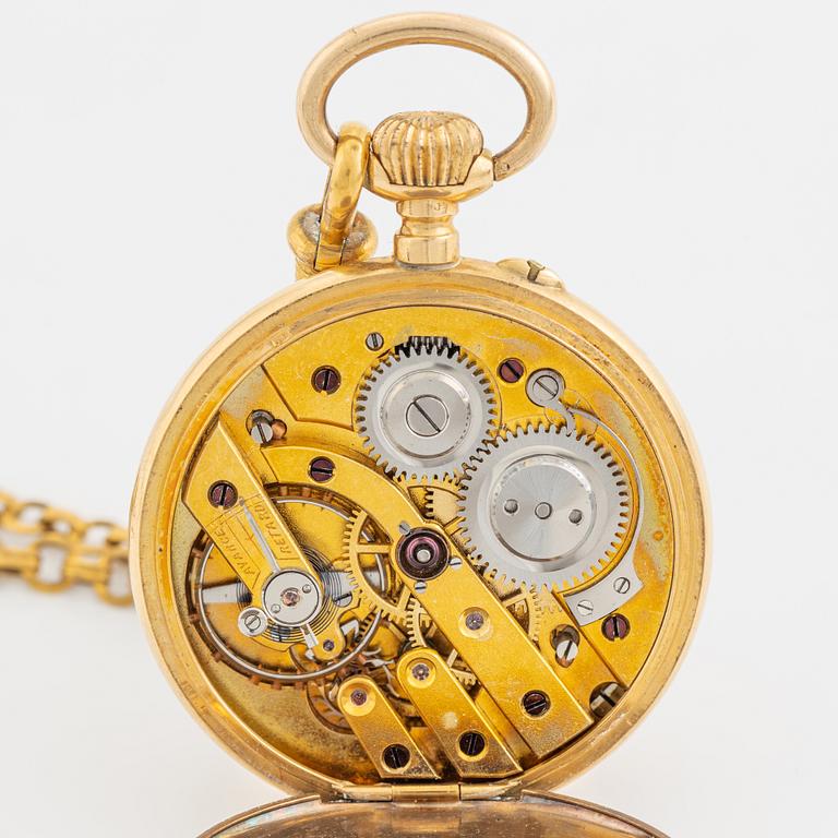 Pocket watch, 18K gold, 37 mm.