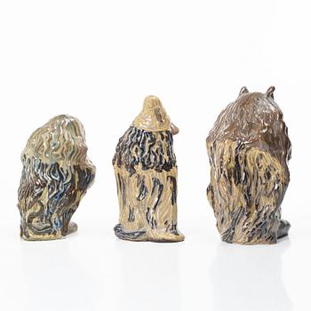 Figuriner 7 st, stengods, "John Bauers Troll", Rosa Ljung, Höganäs.