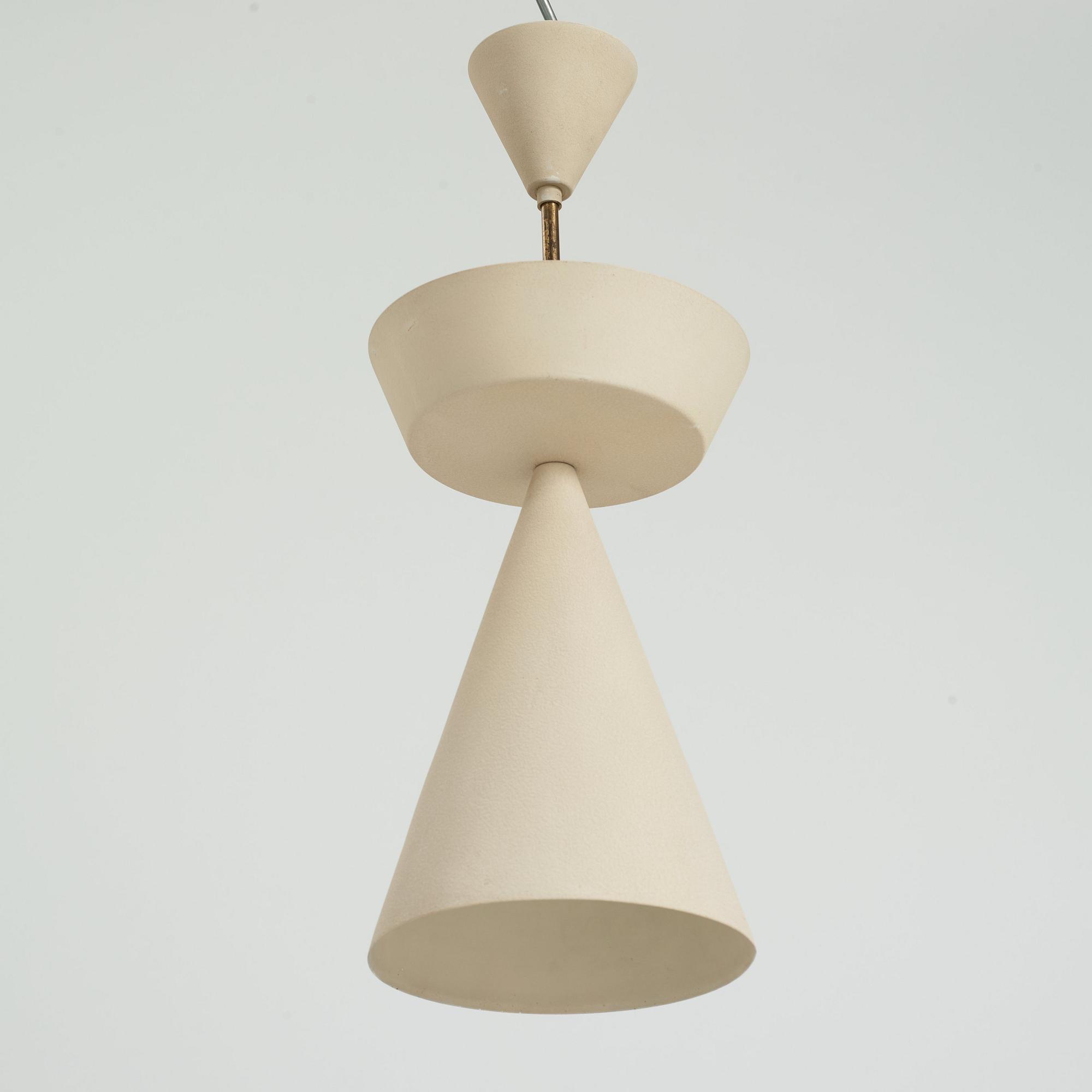 Bertil Brisborg, an egg-shell lacquered ceiling light, Nordiska Kompaniet Sweden 1950's.