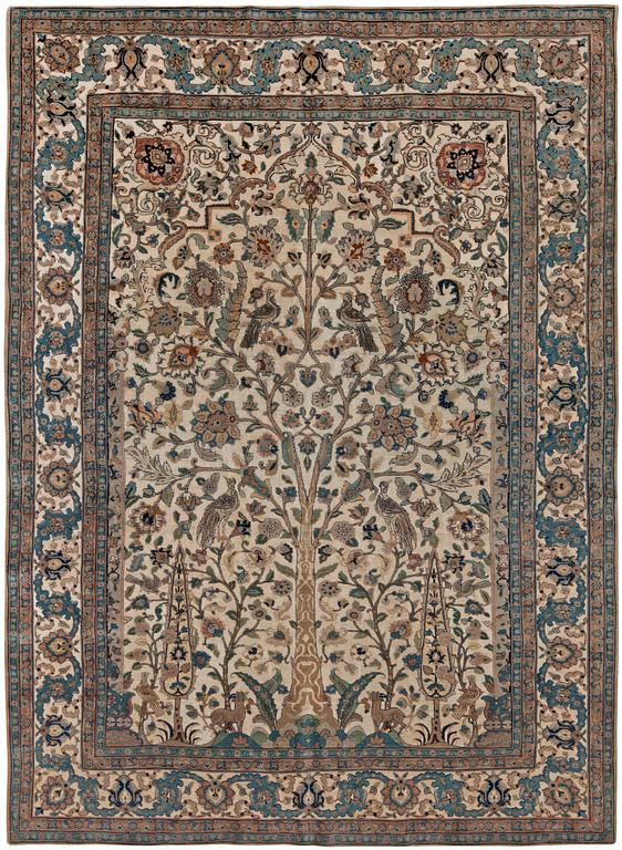 SEMI-ANTIQUE TABRIZ SOUF PART SILK (in relief). 286 x 212 cm.