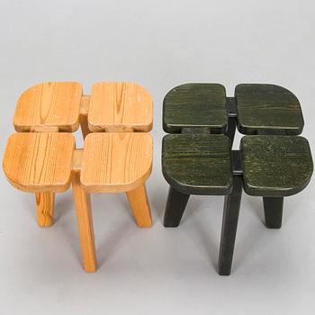 Rauni Peippo, a pair of stools "Apila" (Four-leaf clover) for Oy Stockmann Ab, Keravan Puusepäntehdas, Finland.
