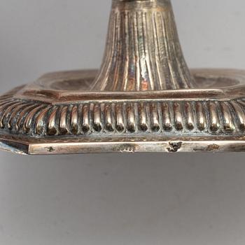EO LYSTER, a silver candelabra. Århus, Denmark, dated 1812.