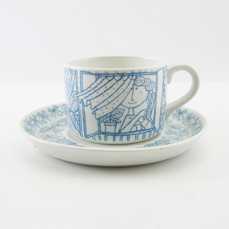 Stig Lindberg, tea cups 8 pcs "Boro" Gustavsberg stoneware 1960s.
