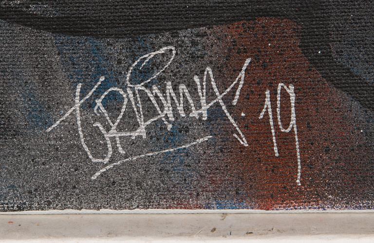 Trama, spray paint, a tergo signed and dated -19.