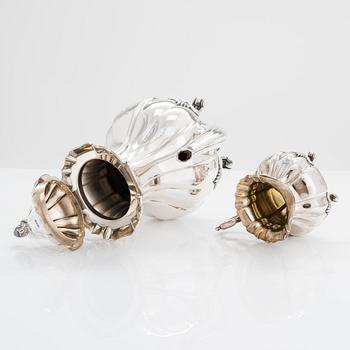 Kaffeservis, 3 delar, silver, Kultakeskus, Tavastehus, Finland 1927.