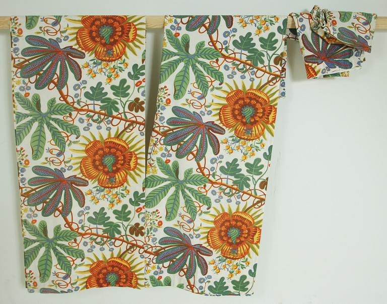 GARDINLÄNGDER, 4 st, linne, "Aralia", Josef Frank, Svenskt tenn.