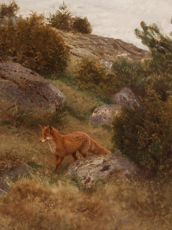 Bruno Liljefors, Landscape with a watchful fox.