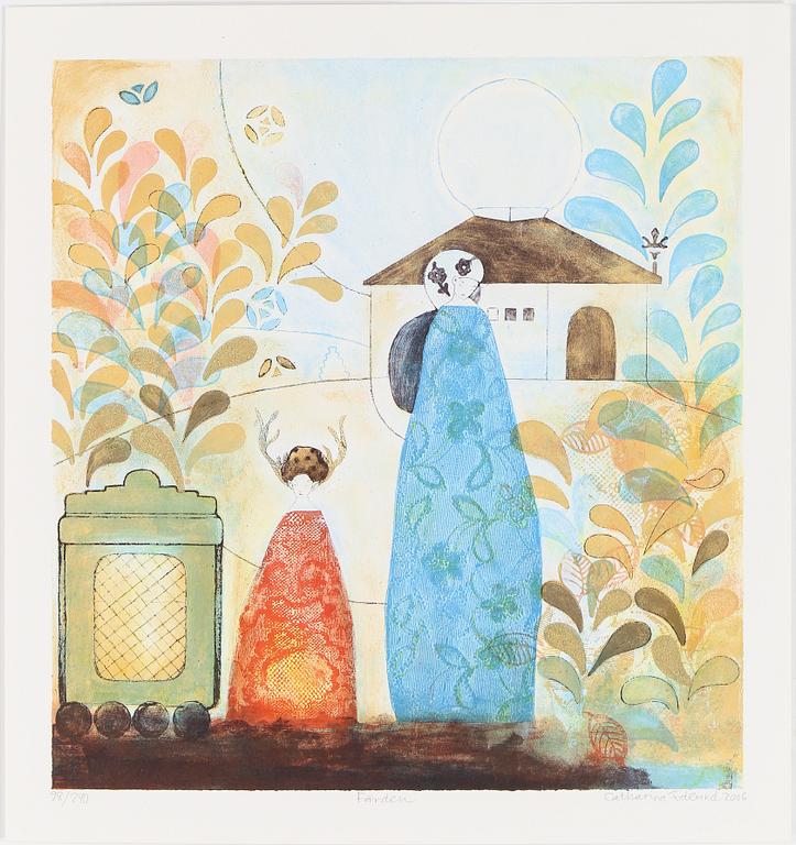 CATHARINA EDLUND, "Färden", färglitografi, signerad o numrerad 98/240.