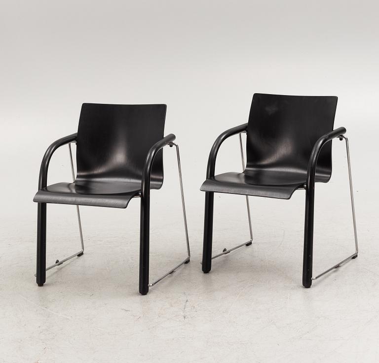 A pair of chairs and a side table, model "S320", Wulf Schneider & Ulrich Böhme, Thonet, 1980s.