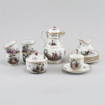 KAFFESERVIS, 13 delar, porslin, Meissen, 1900-tal.