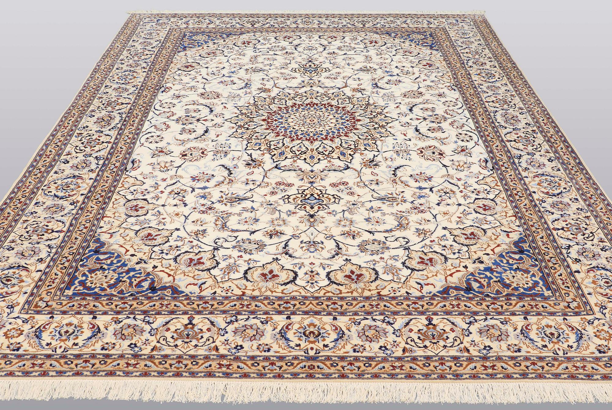 A carpet, Nain part silk, 361 x 262 cm.