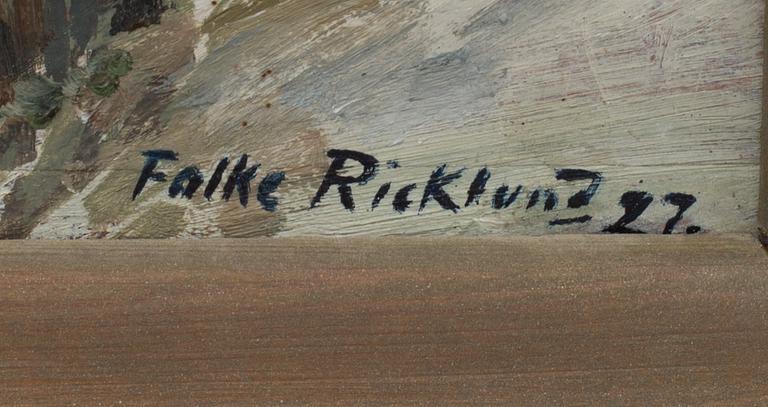 FOLKE RICKLUND, olja på pannå, signerad och daterad 27.