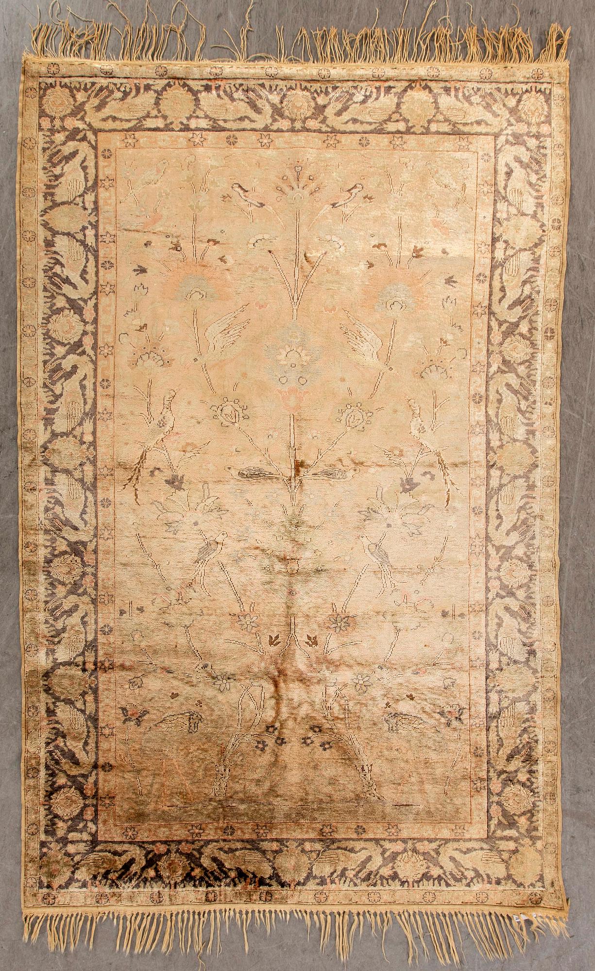 A semiantique/antique West Anatolia silk rug ca 180 x 120 cm.