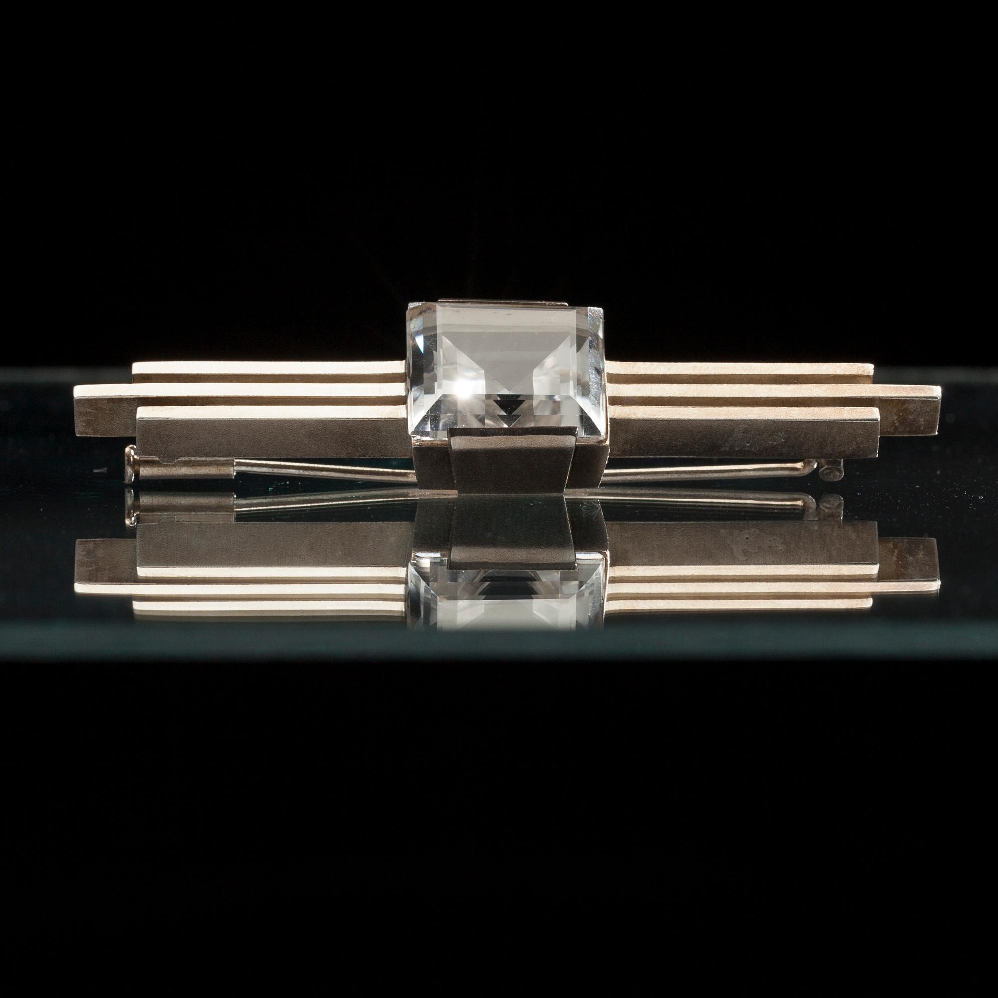 BROSCH, silver, bergskristall, Stigbert, Stockholm 1946.