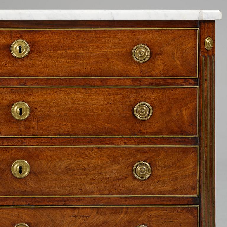 A late Gustavian mahogany commode, Stockholm, late 18th century.