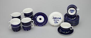 MOCKAKOPPAR, 12 st, porslin, "Valencia" design Ulla Procopé, Arabia 1900-talets senare hälft.