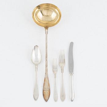 A 52-piece silver flat weat set, "Svenskt Spets", different makers, Sweden, 1910-27.