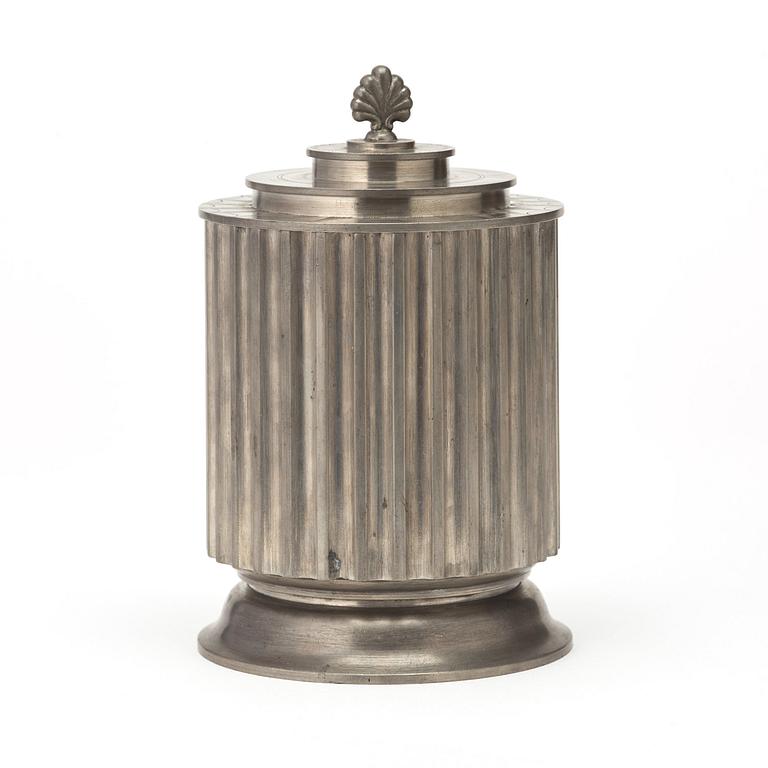 Ivar Johnsson, a pewter tobacco jar, Astrid M Aagesen, Hälsingborg, Sweden 1935.