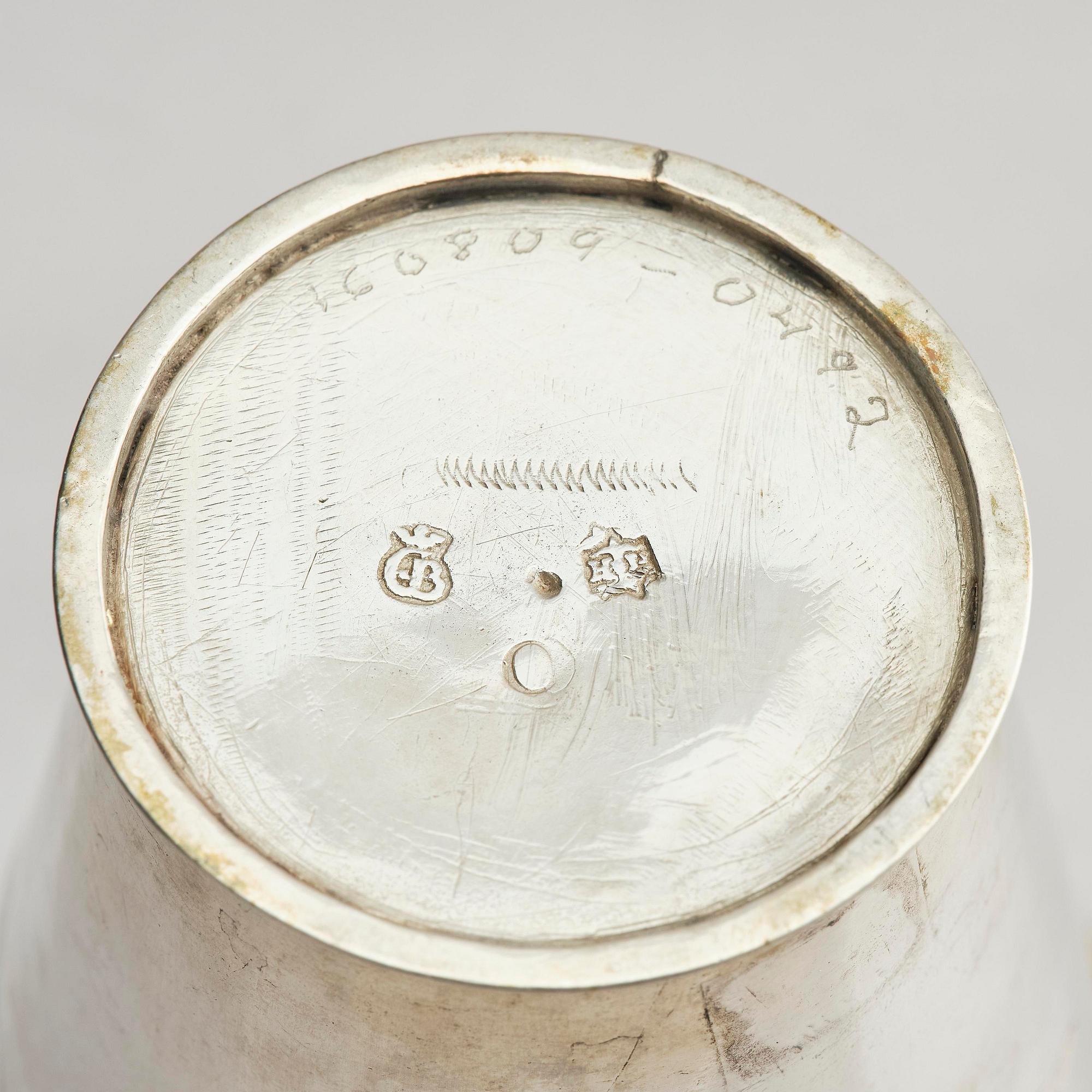 A Swedish early 18th century parcel-gilt beaker, marks of Herman Hermansson, Göteborg 1706.