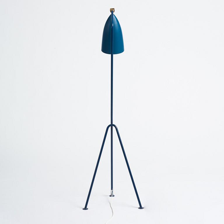 Greta Magnusson Grossman, a Swedish Modern blue lacquered G-33 (Grasshopper) floor light, Bergboms, Malmö, 1950s.