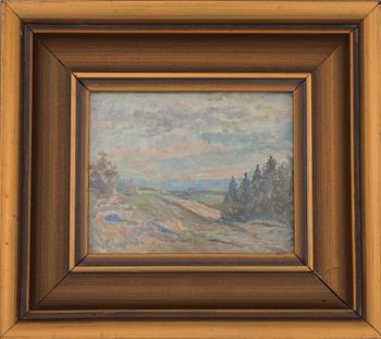 EINARI UUSIKYLÄ, olja på papper, uppfodrad på skiva, signerad.