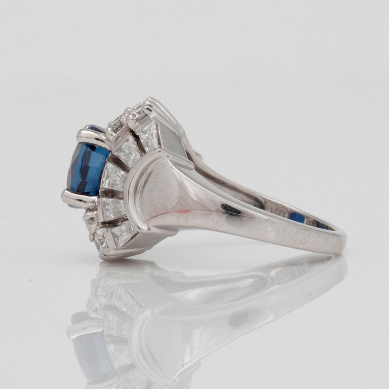 An unheated 4.02 ct sapphire and diamond ring.