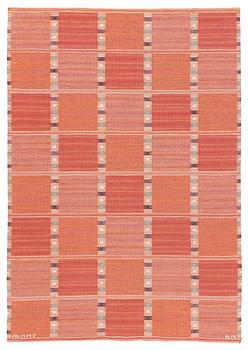 413. Barbro Nilsson, a carpet, 'Falurutan, röd Borås', rölakan, ca 214,5 x 149,5 cm, signed AB MMF BN.