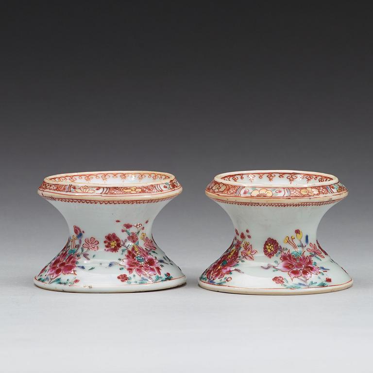 A pair of famille rose salts, Qing dynasty, Qianlong (1736-95).