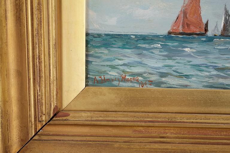 A HARVEY MOORE, olja på duk, signerad 1895.