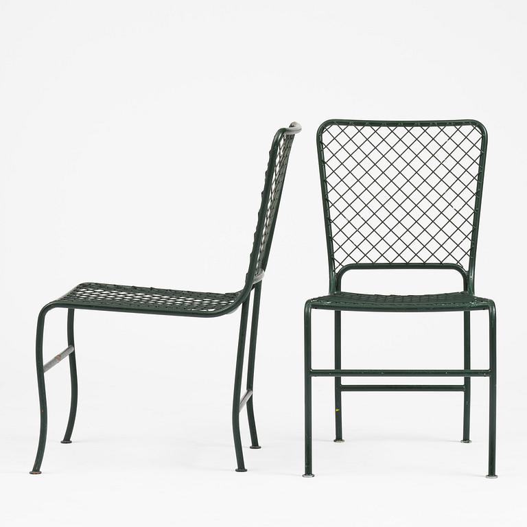 Josef Frank, trädgårdsstolar, nio stycken, modell 591, Firma Svenskt Tenn.