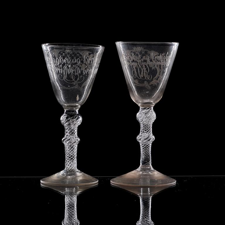 Two Norwegian wine goblets, Nöstetangen, 18th Century.